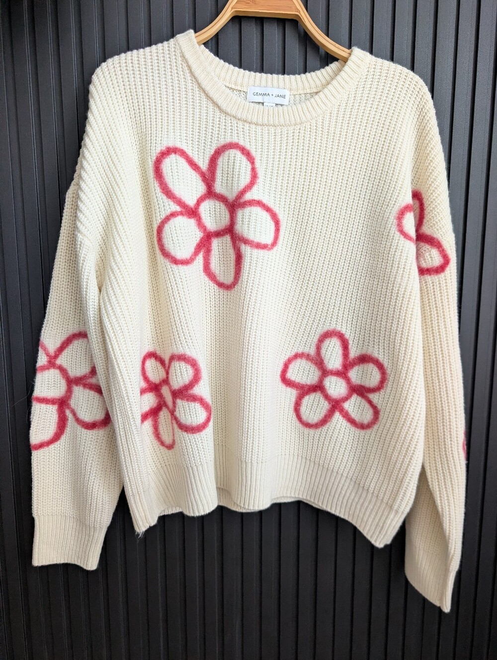 GEMMA + JANE Flower Embroidered Sweater | Size XL